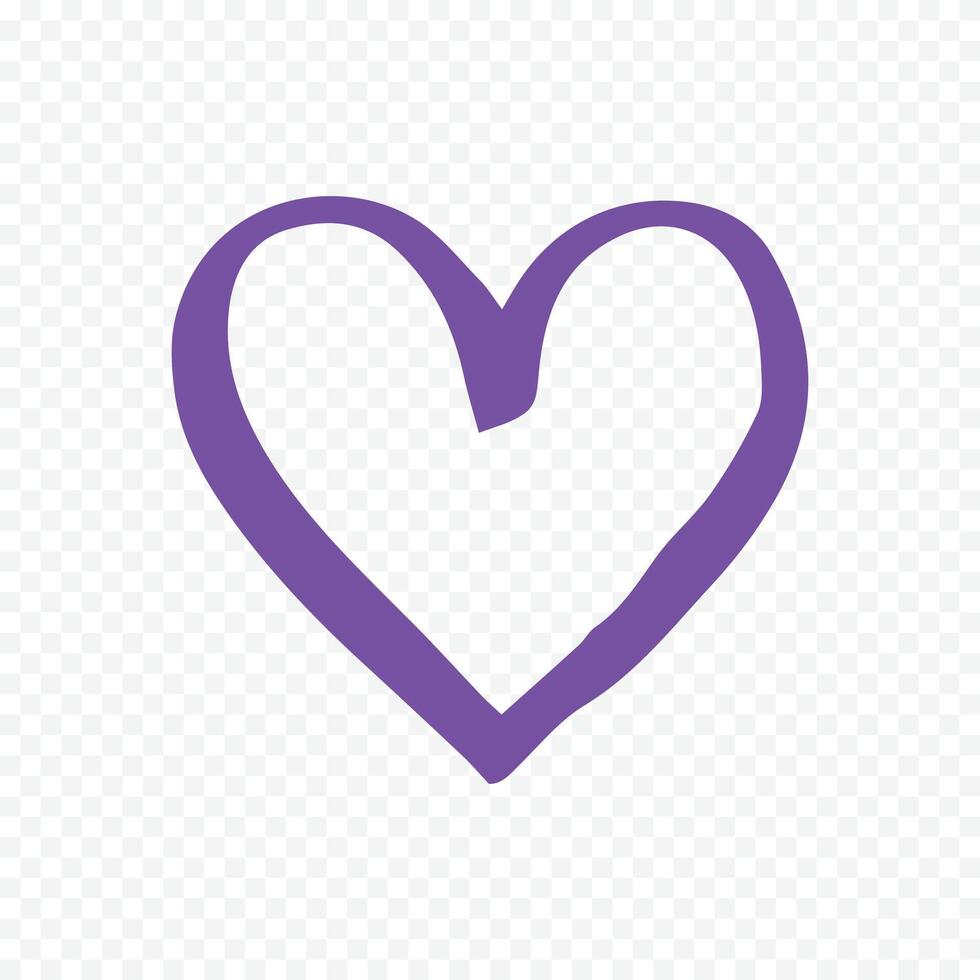 Doodle hand drawn heart drawing on white background vector