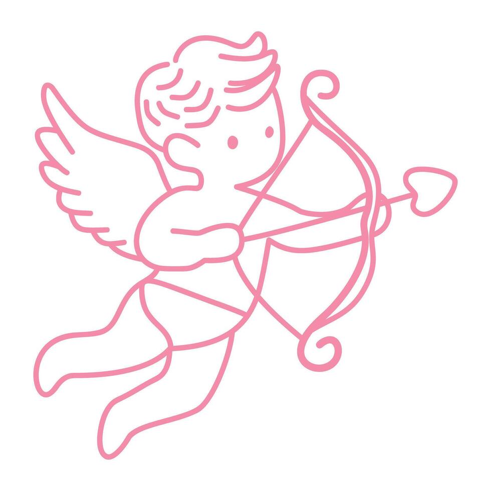 Flying Cupid with Bow and Arrow vector