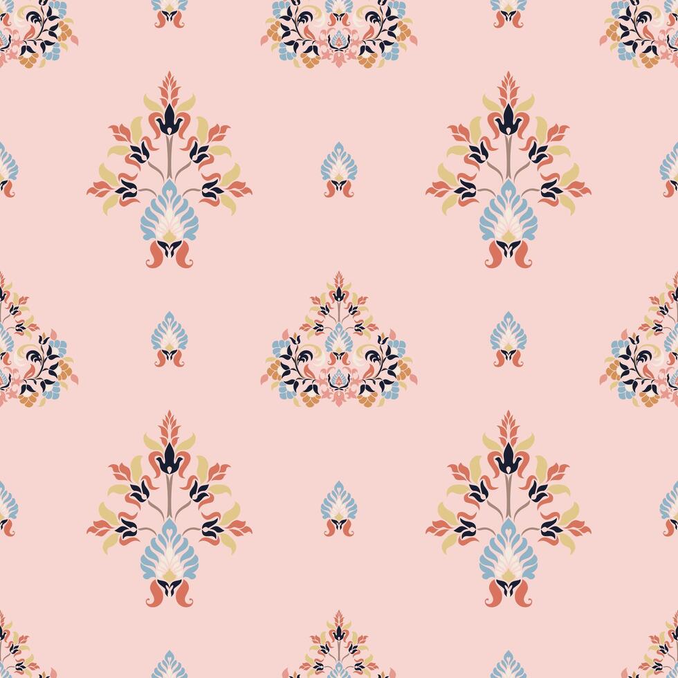 Floral vintage background with paisley ornament. Seamless pattern vector