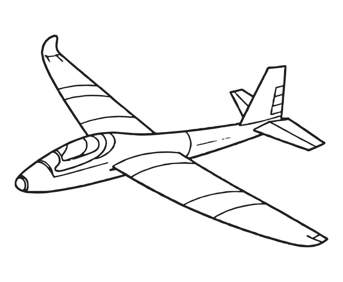 Glider, outline coloring page for kids vector