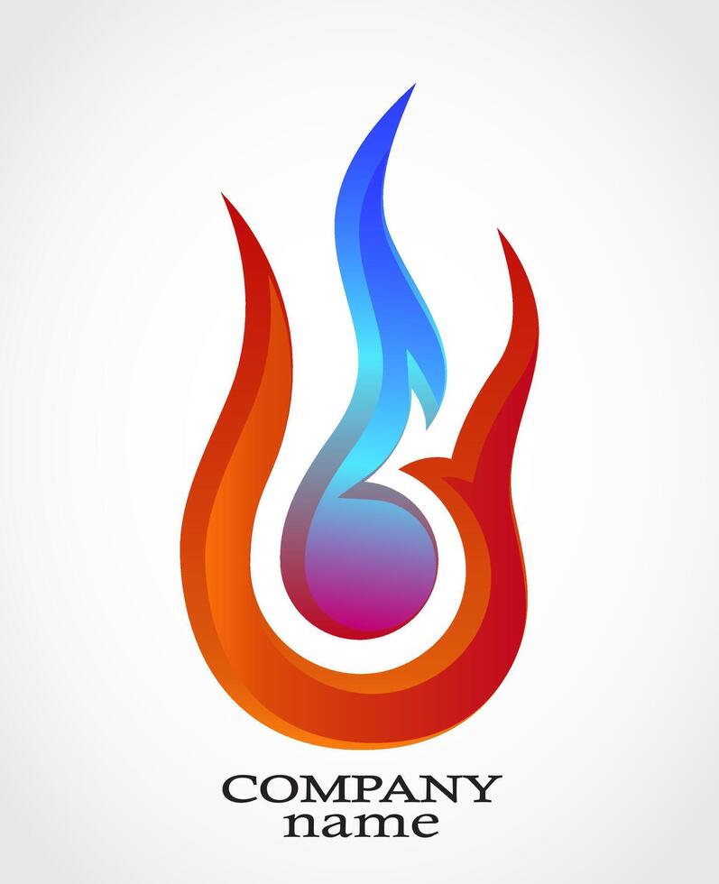 elegant stylized red blue flame logo design vector