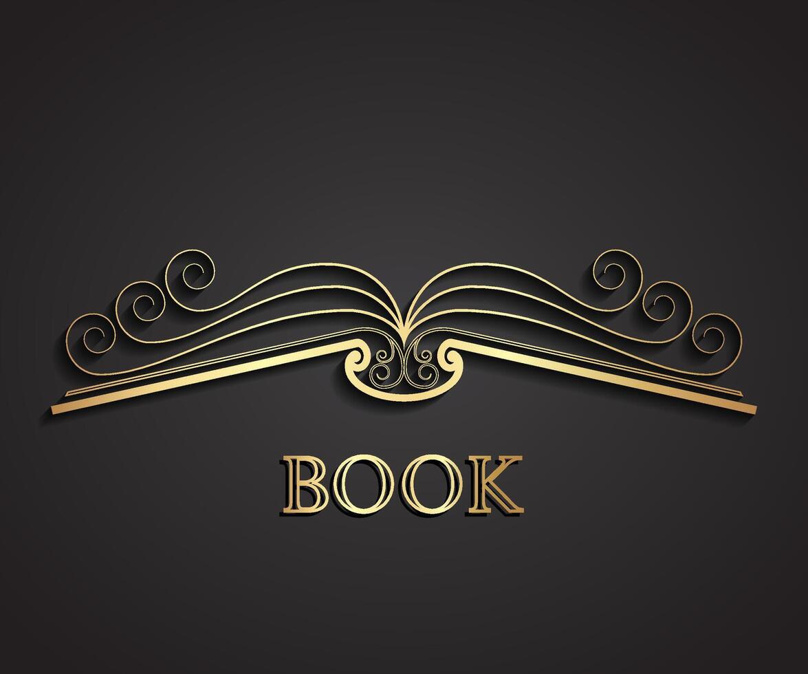 3d golden ornamental design book logo vector