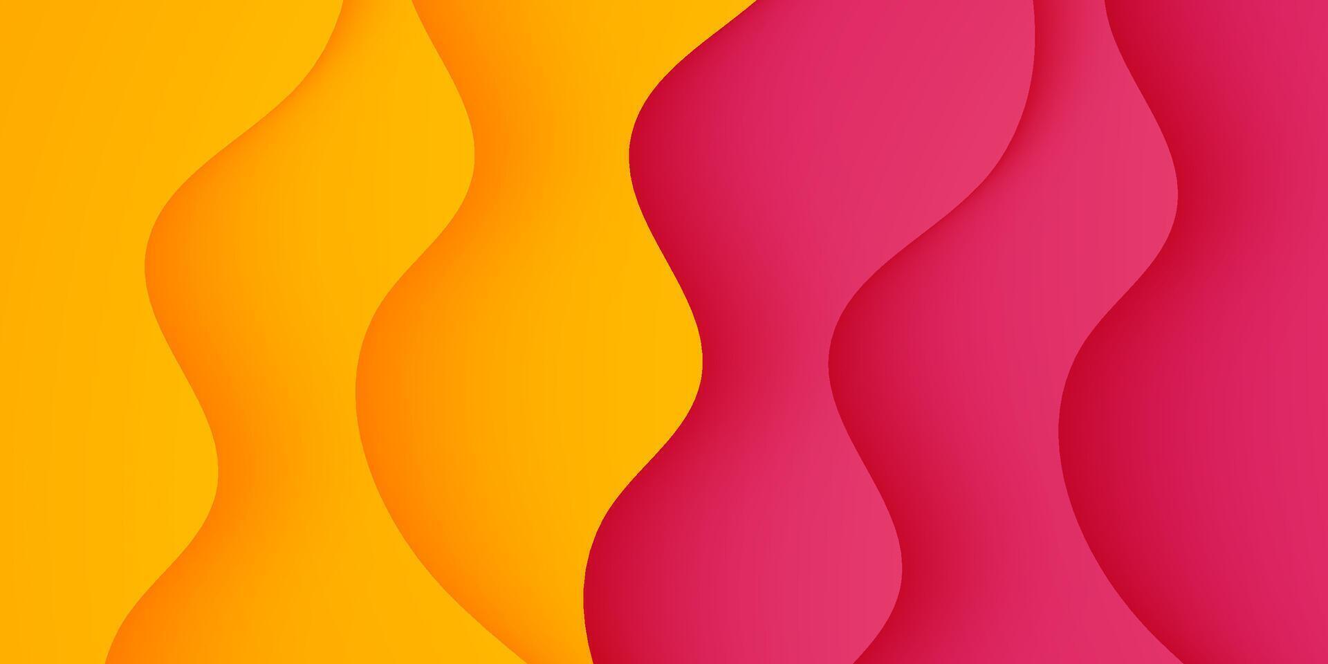 Abstract colorful wave background with bright color orange and pink on background. vector