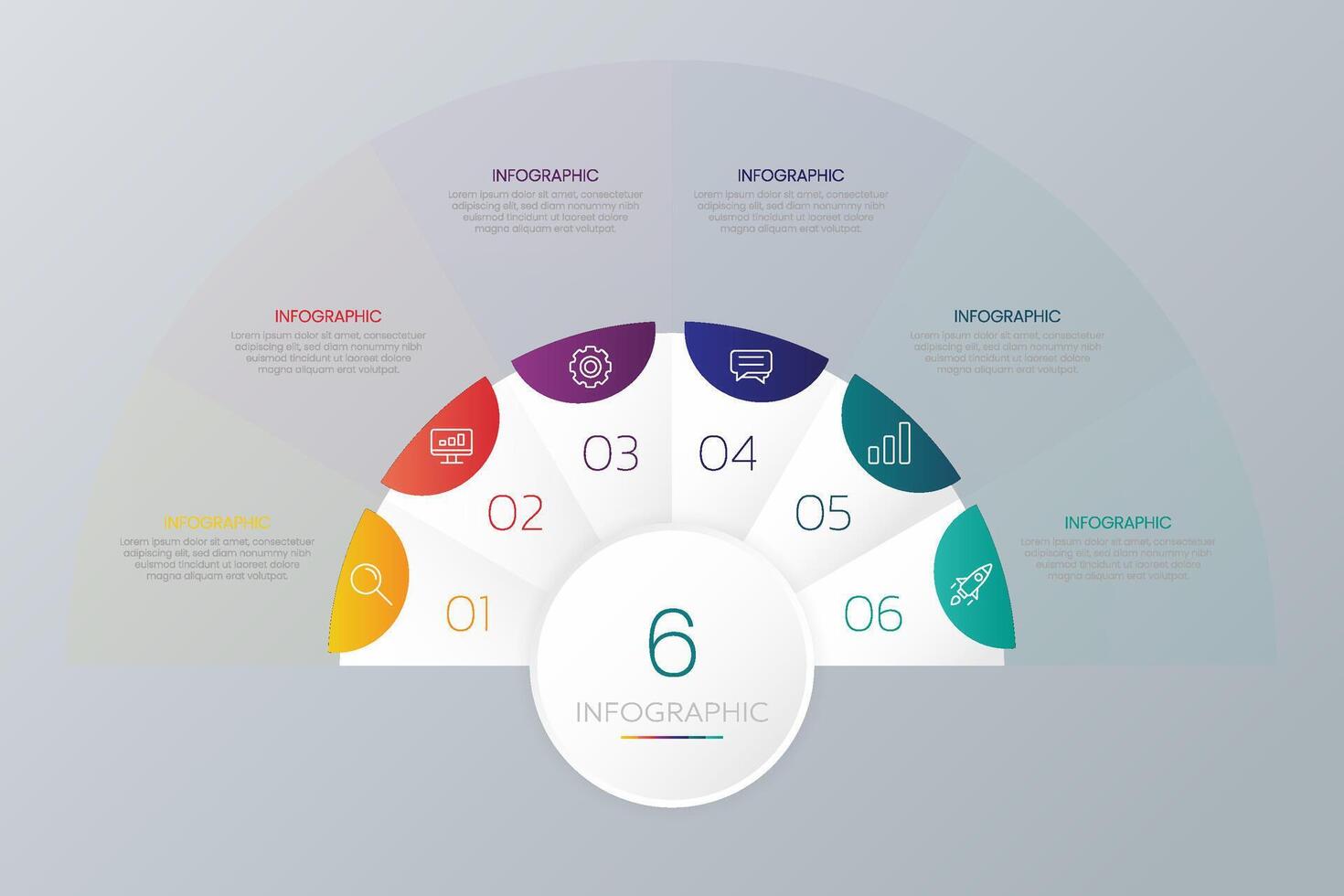 Half circle infographic template vector