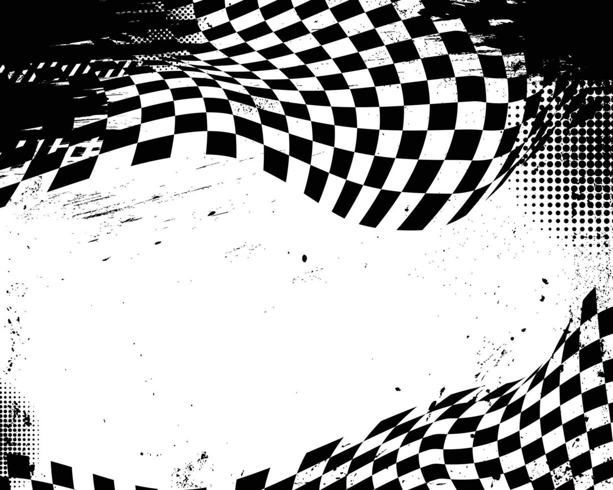 Checkered flag racing background with abstract black grunge brush strokes vector