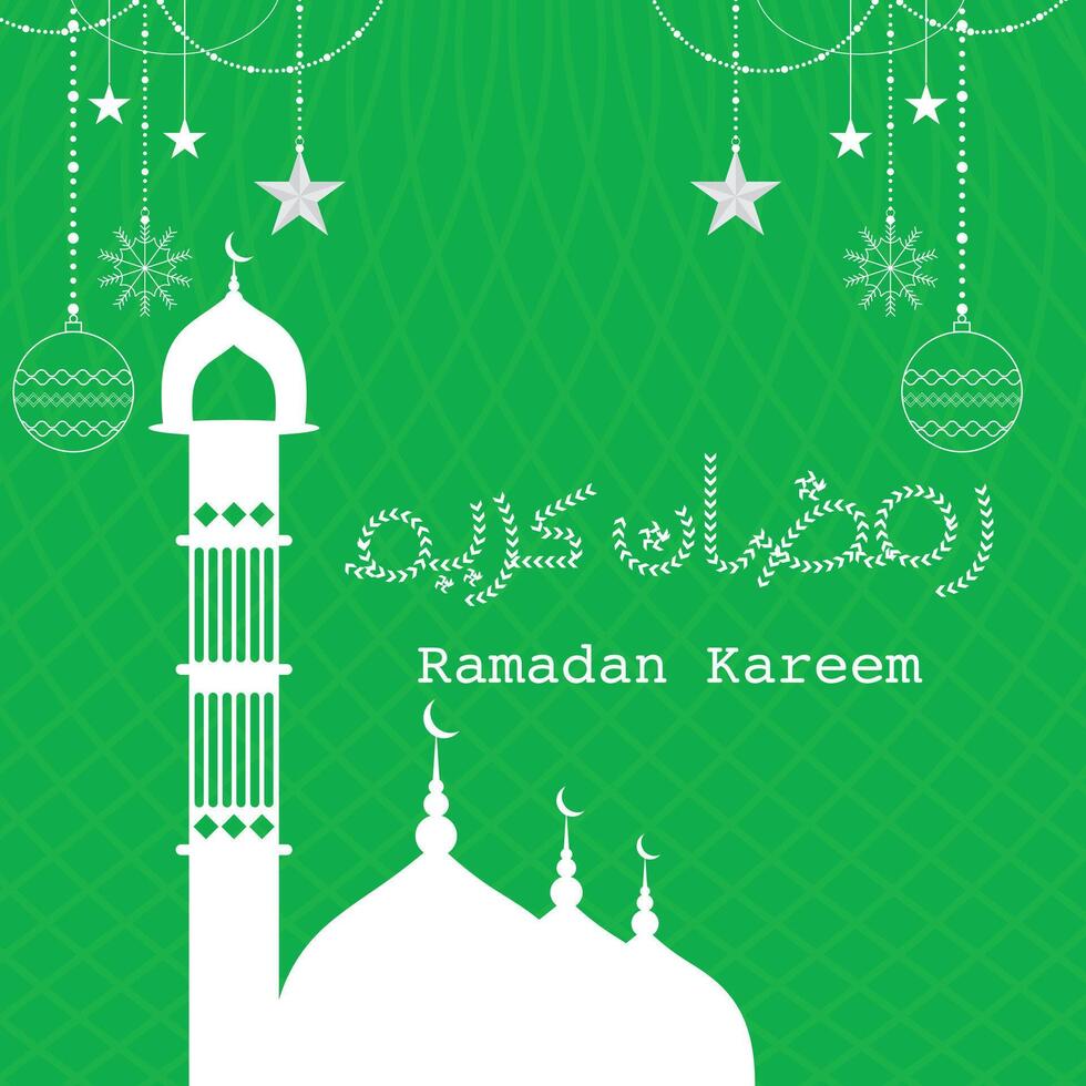 ramadan kareem in arabic calligraphy greetings with islamic moque and decoration, translated happy ramadan vector