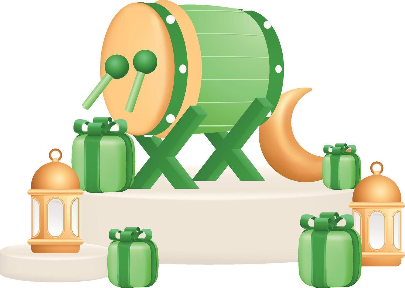illustration bedug drum Islamic Icon Realistic vector