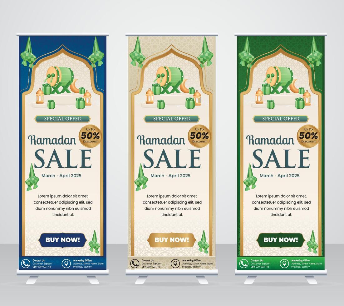 Banner Ramadan Sale Template Design With Mosque and crescent vector