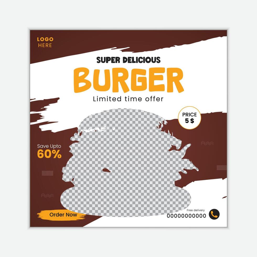 Creative Burger Advertisement for Social Media Delicious Burger Promo Post Design for Instagram vector