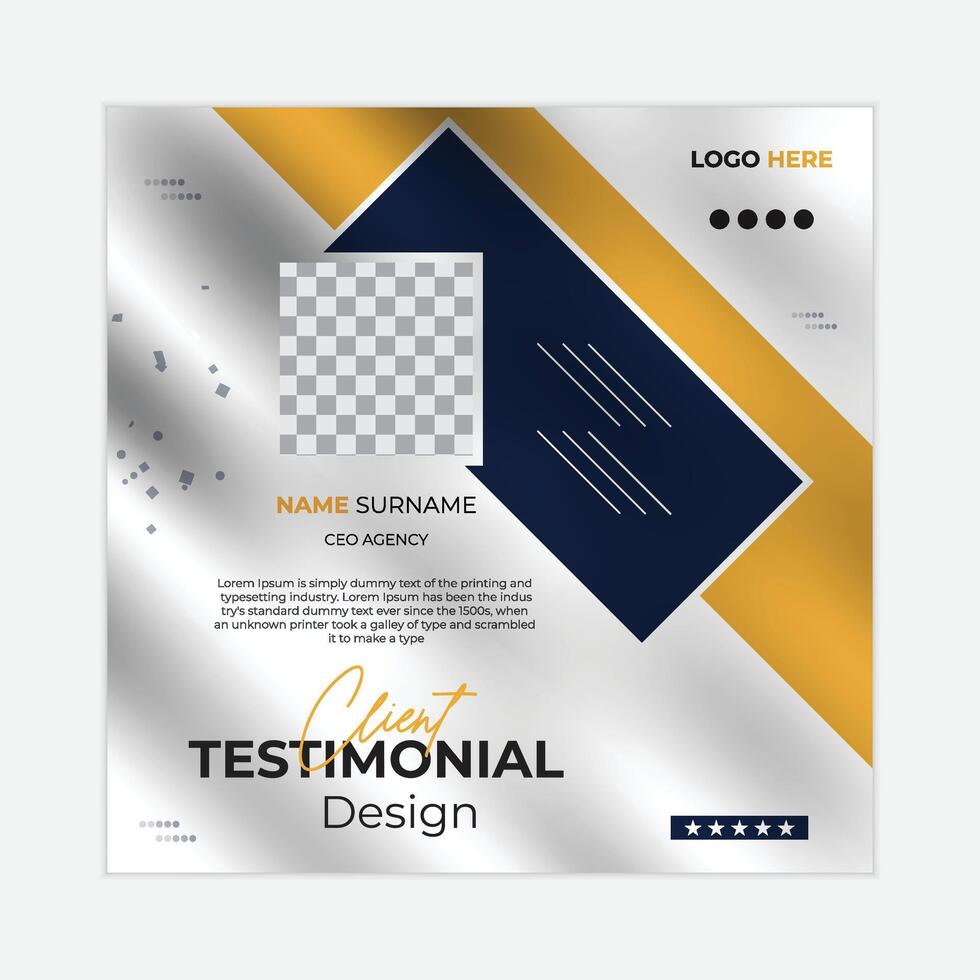 Client testimonials client review social media post banner design vector