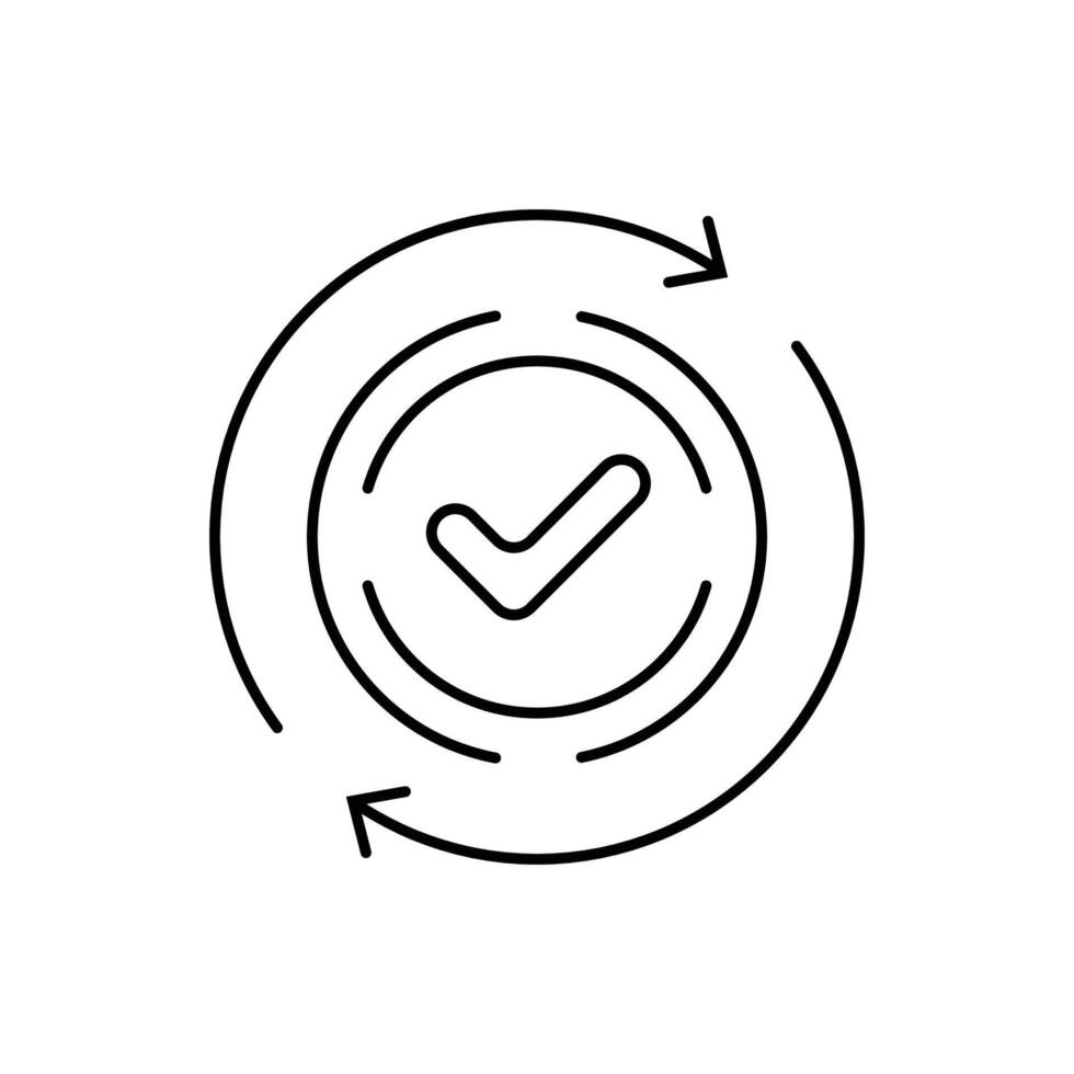 round convenient icon like easy pay or update. concept of replace or swap symbol and quality control. linear trend modern synchronize logotype graphic stroke art design web element isolated on white vector
