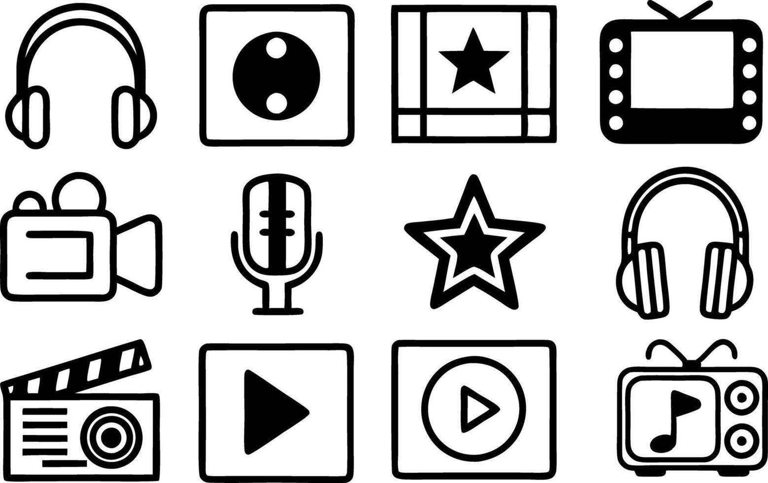Line Art Symbol Collection line icon set, line art symbol of media and entertainment outline icon art illustration vector