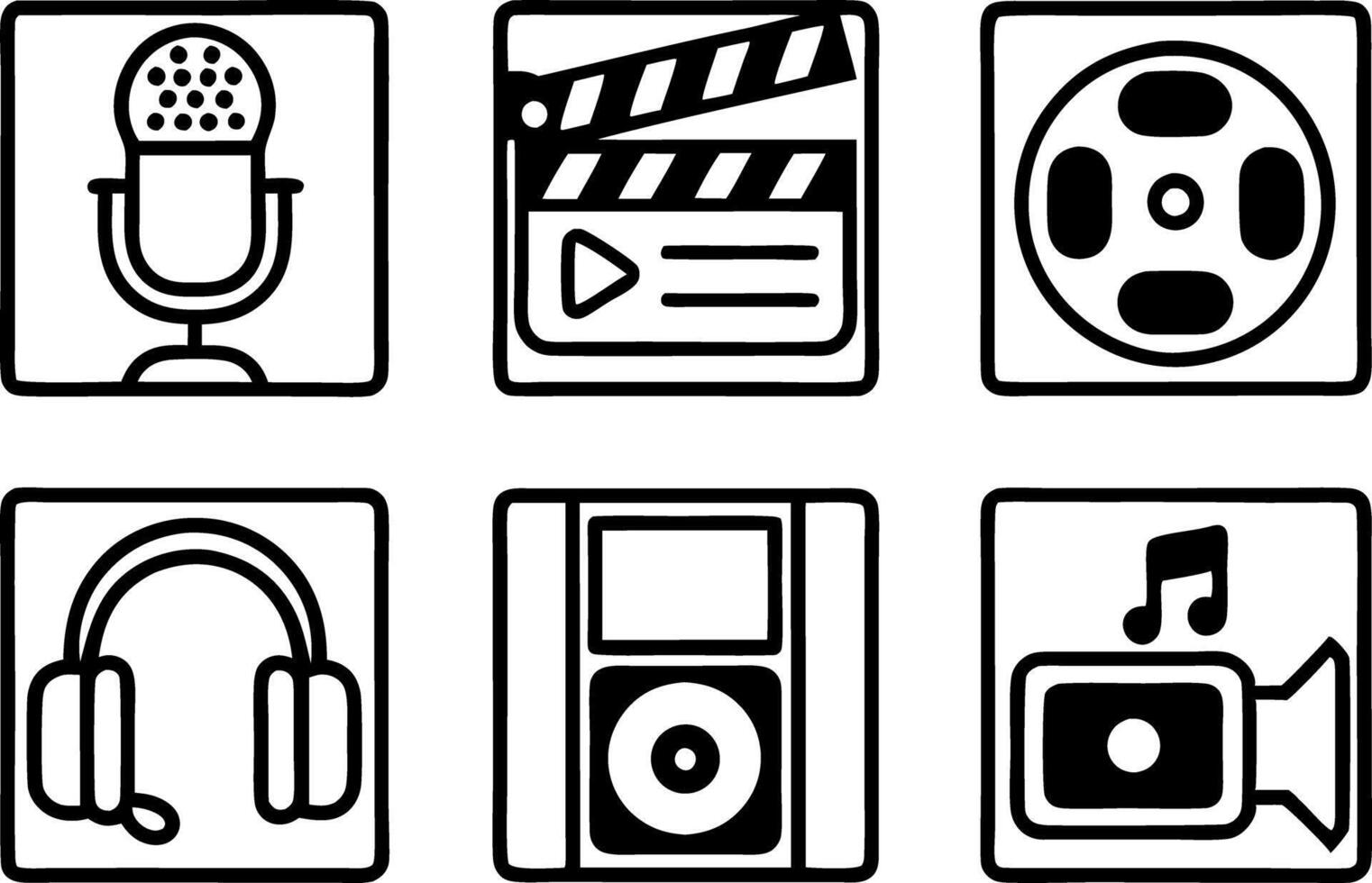 Line Icon Designs line icon set, line art symbol of media and entertainment outline icon art illustration vector