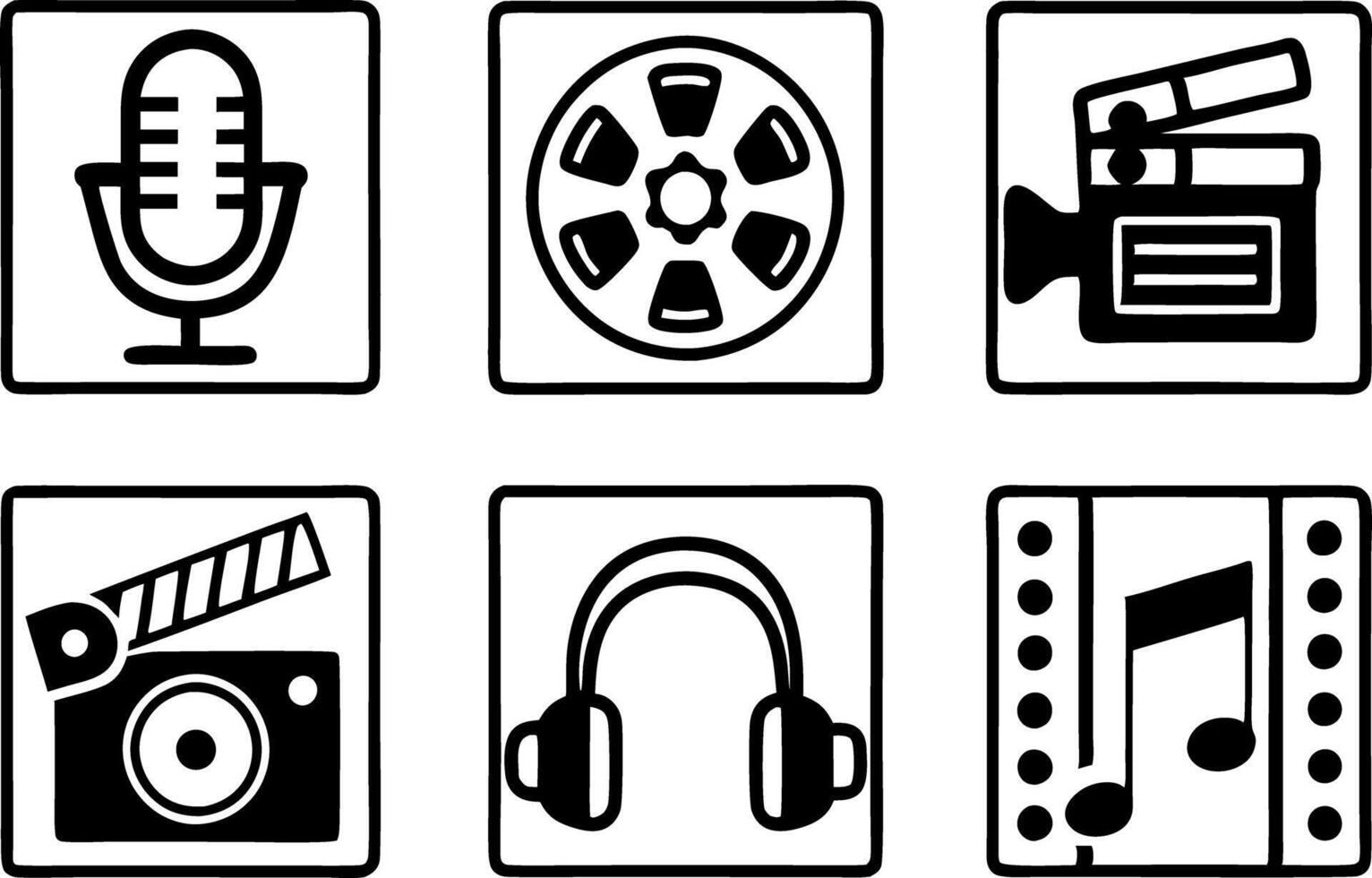 Media and Entertainment Line Art line icon set, line art symbol of media and entertainment outline icon art illustration vector