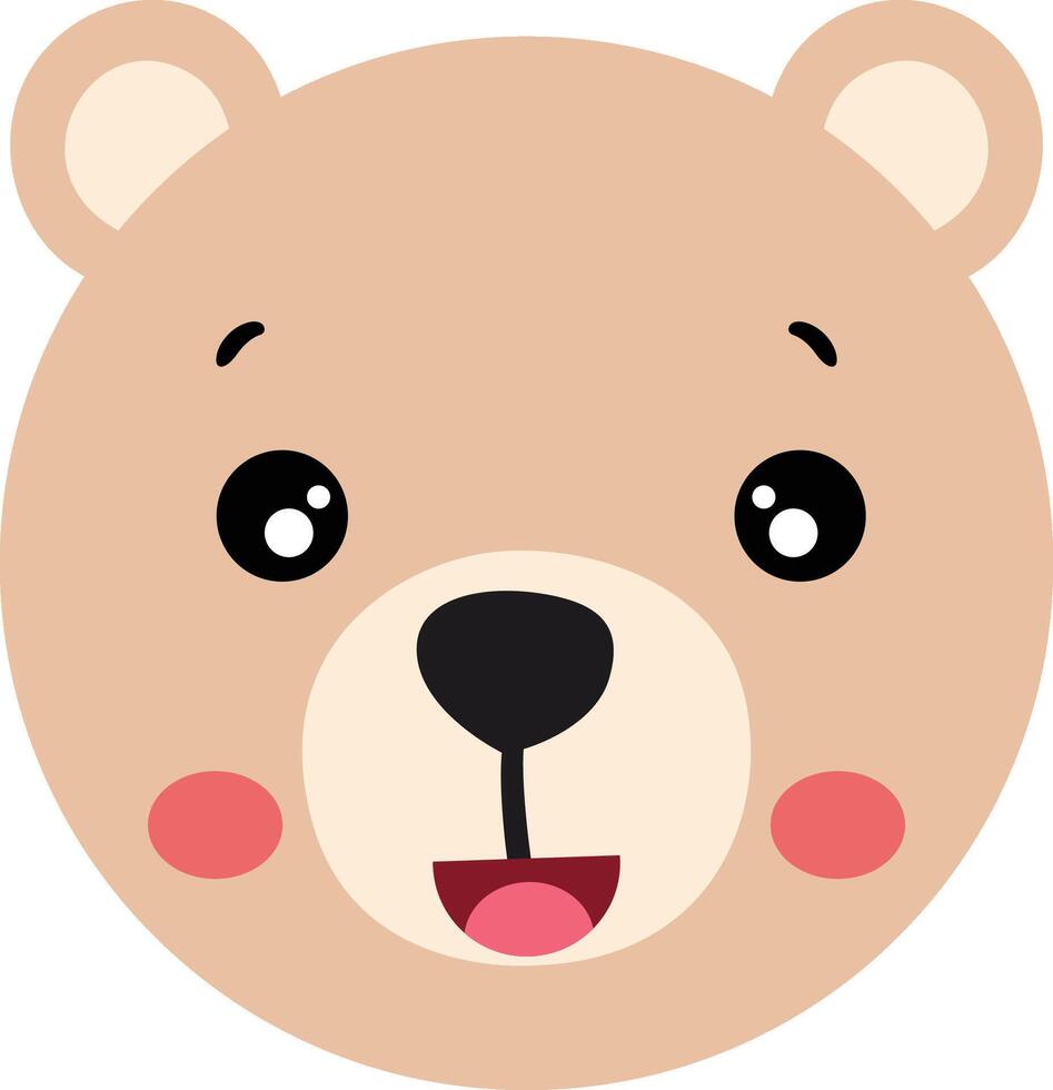 Friendly cute teddy bear face isolated vector