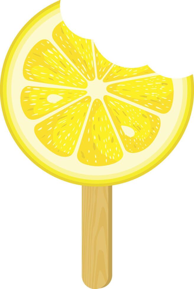 Ice cream lemon slice bite on a wooden stick vector