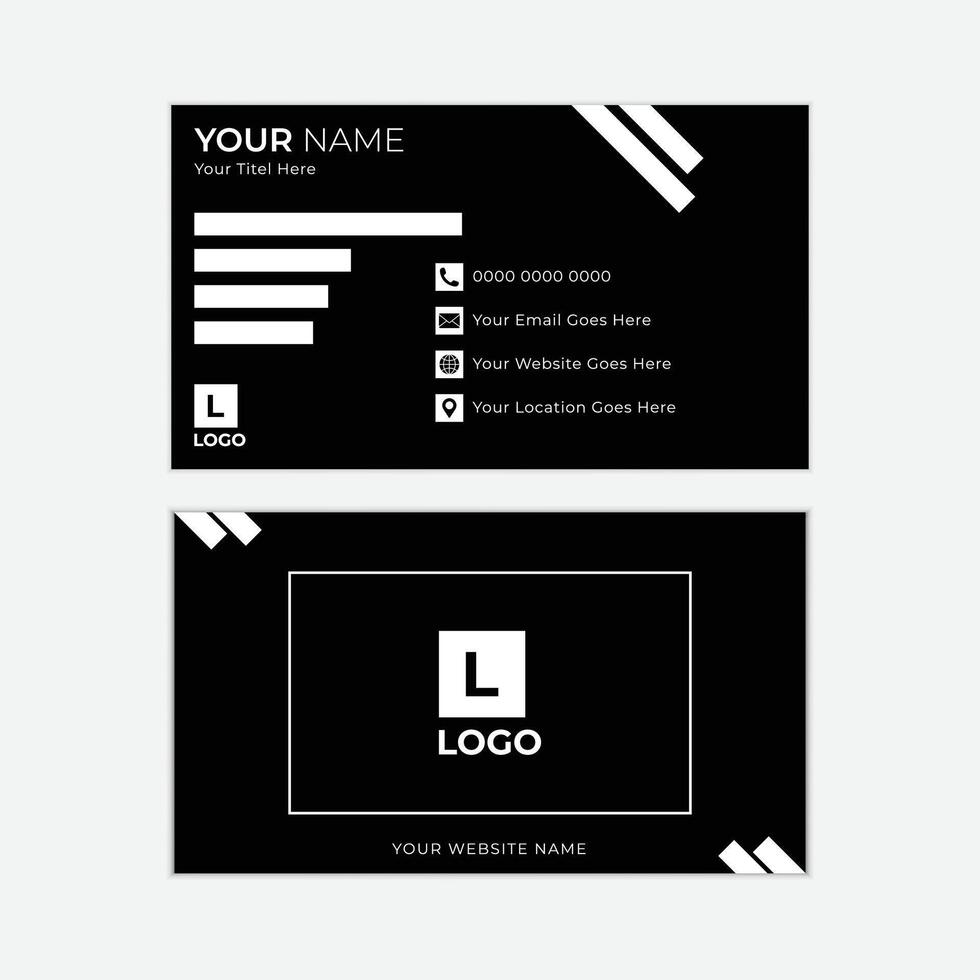 Business card template. modern design with black color Modern Business Card with Two Sides Card. Company card vector