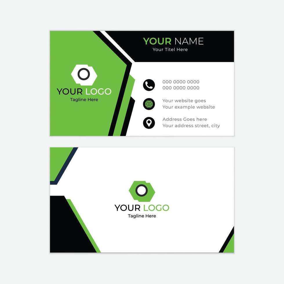 Green corporate business card design template Abstract green business card design vector