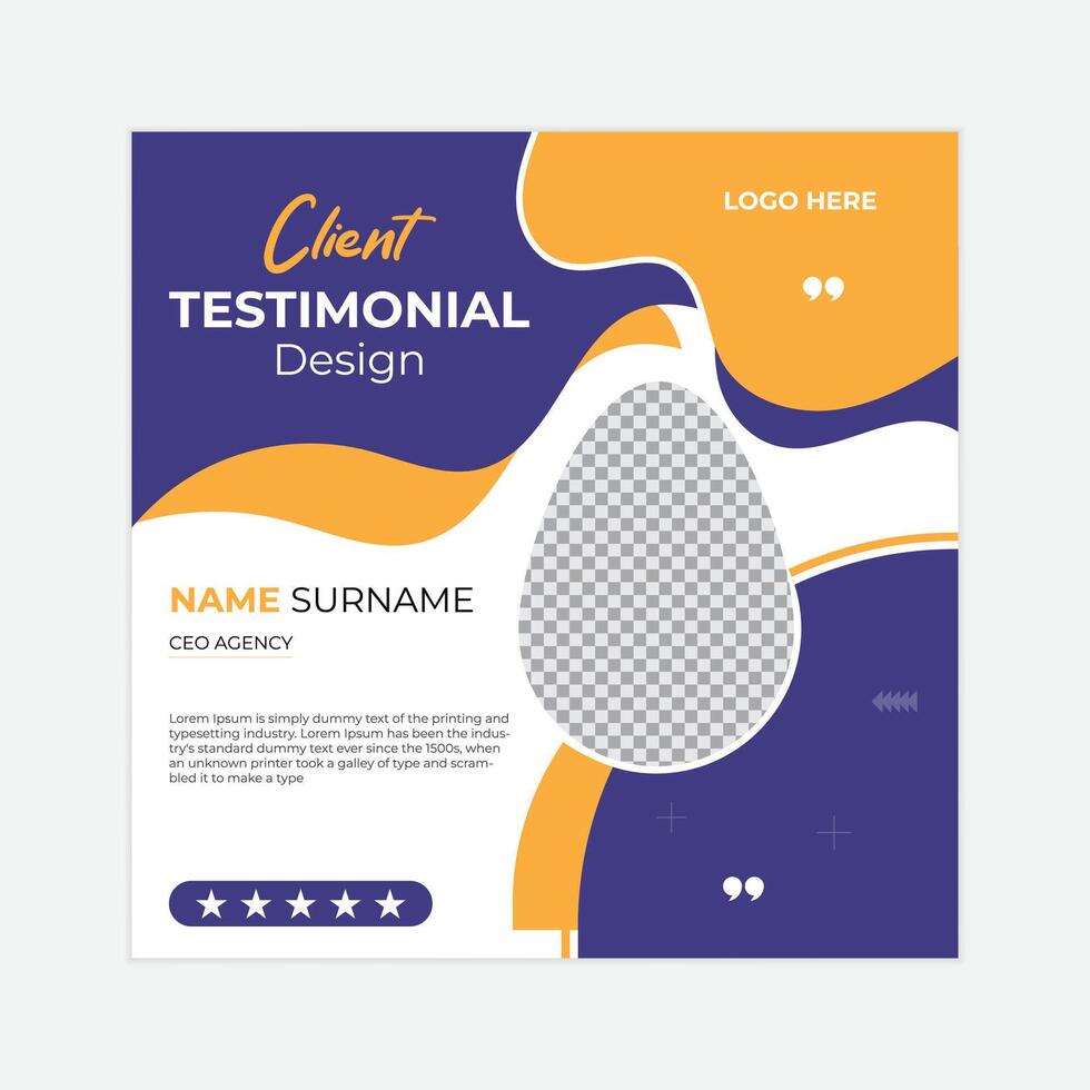 Customer feedback testimonial social media post web banner Modern client testimonial and customer feedback template vector