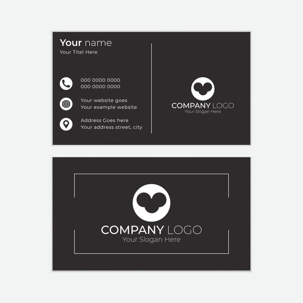 Black and white Business Card Simple Black Business Card Minimal Individual Business Card Layout vector