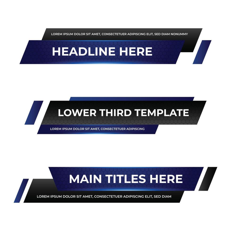 Futuristic design lower third banner. Broadcast news lower third banner template design. Lower third bar template for breaking news. headline title vector