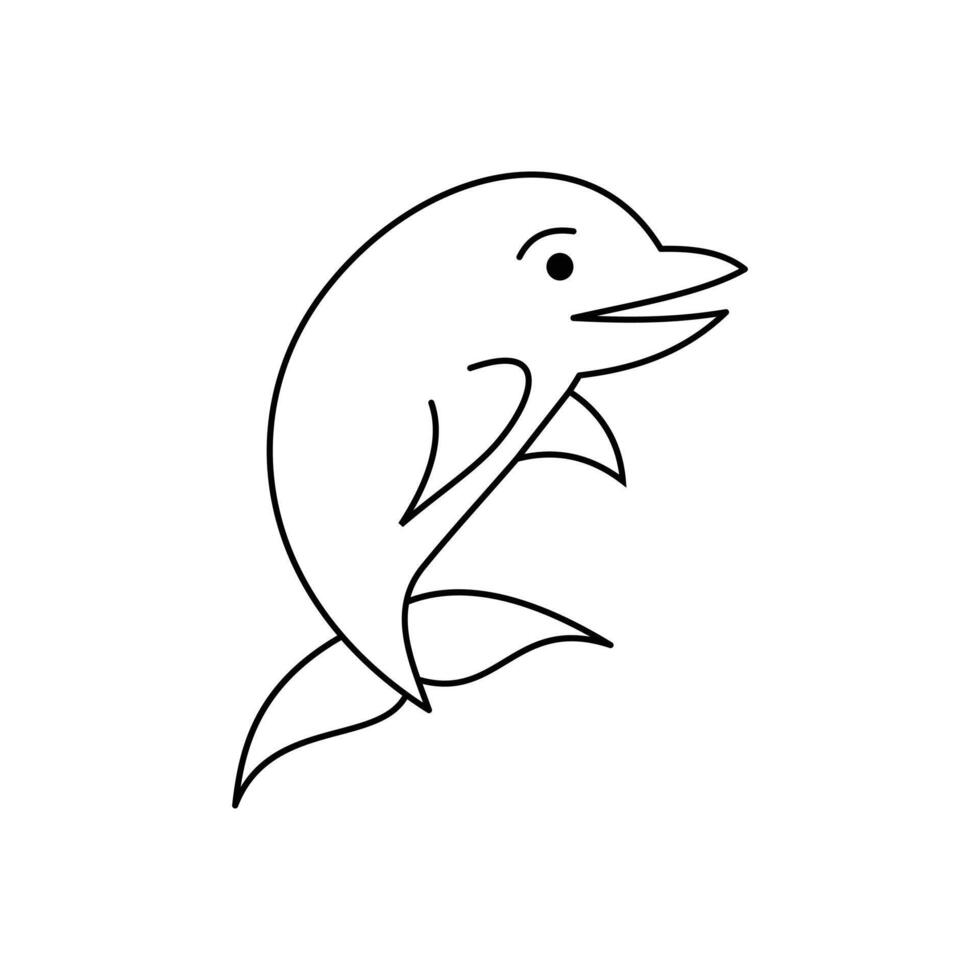 Dolphin icon isolated on white background. illustration in outline style. Fish logo concept. Illustration element design with animal theme vector