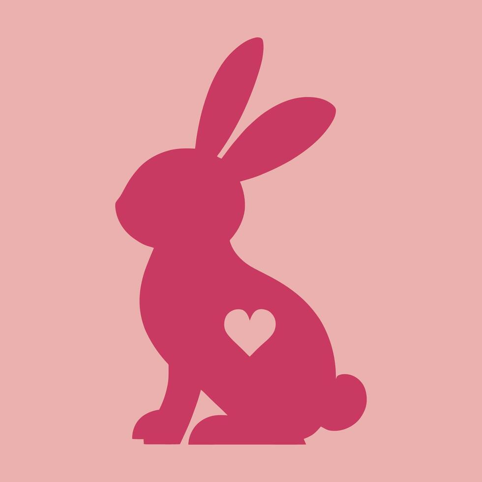 Adorable Pink Bunny Silhouette with Heart Design vector