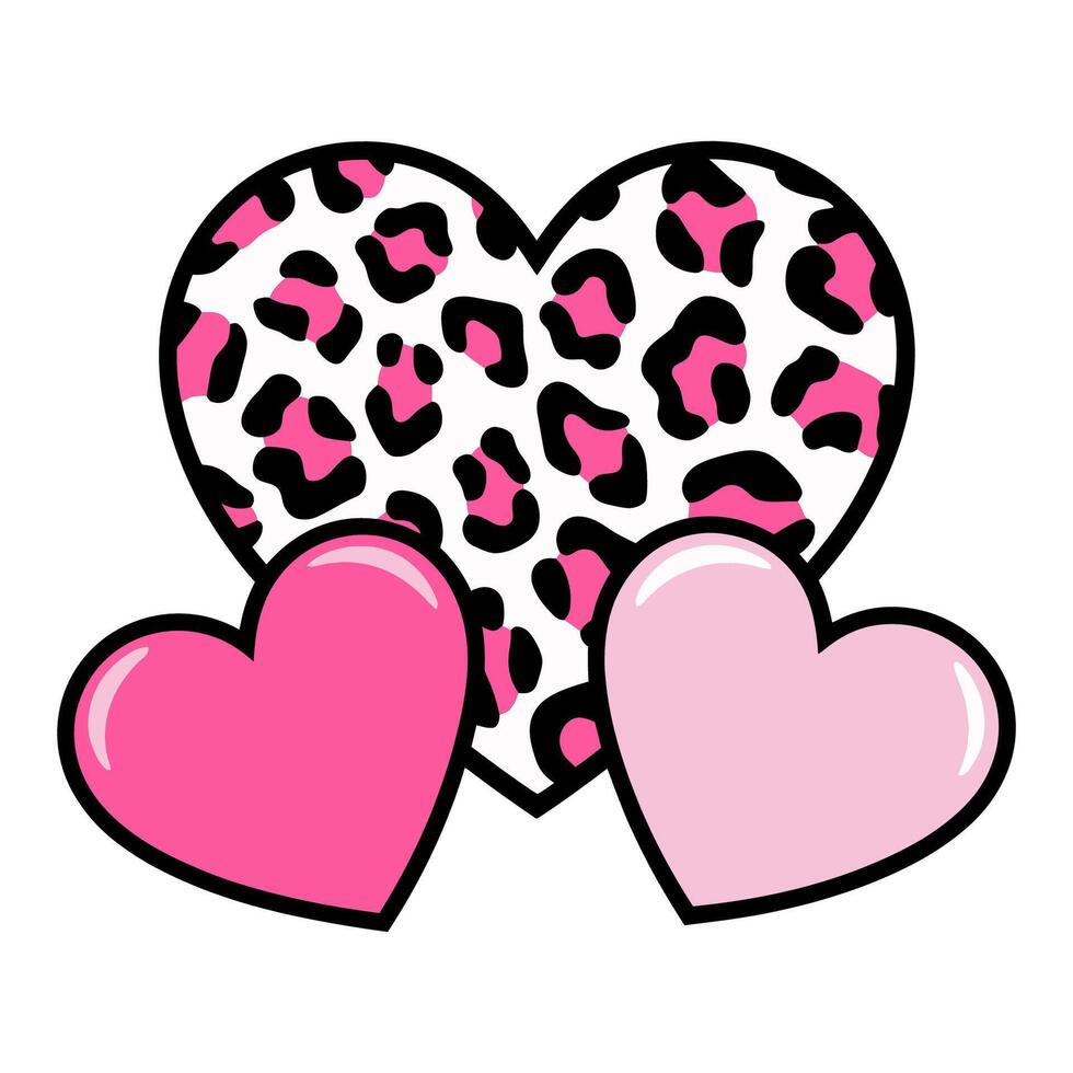 Pink Leopard Print Hearts Illustration vector