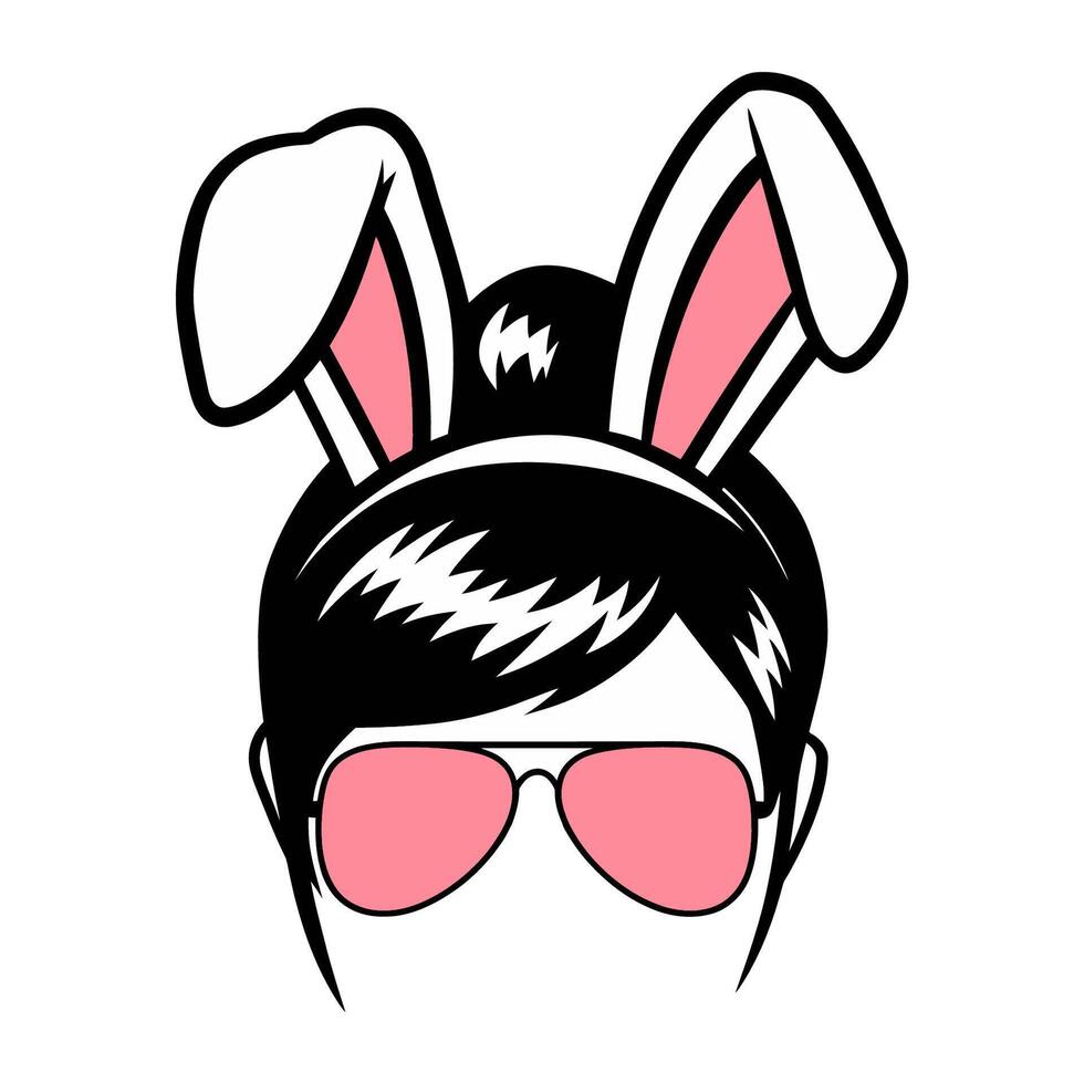 Bunny Ears and Sunglasses Stylish Illustration vector