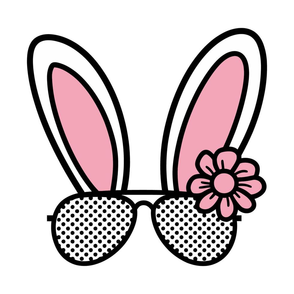 Bunny Ears with Sunglasses and Flower Illustration vector