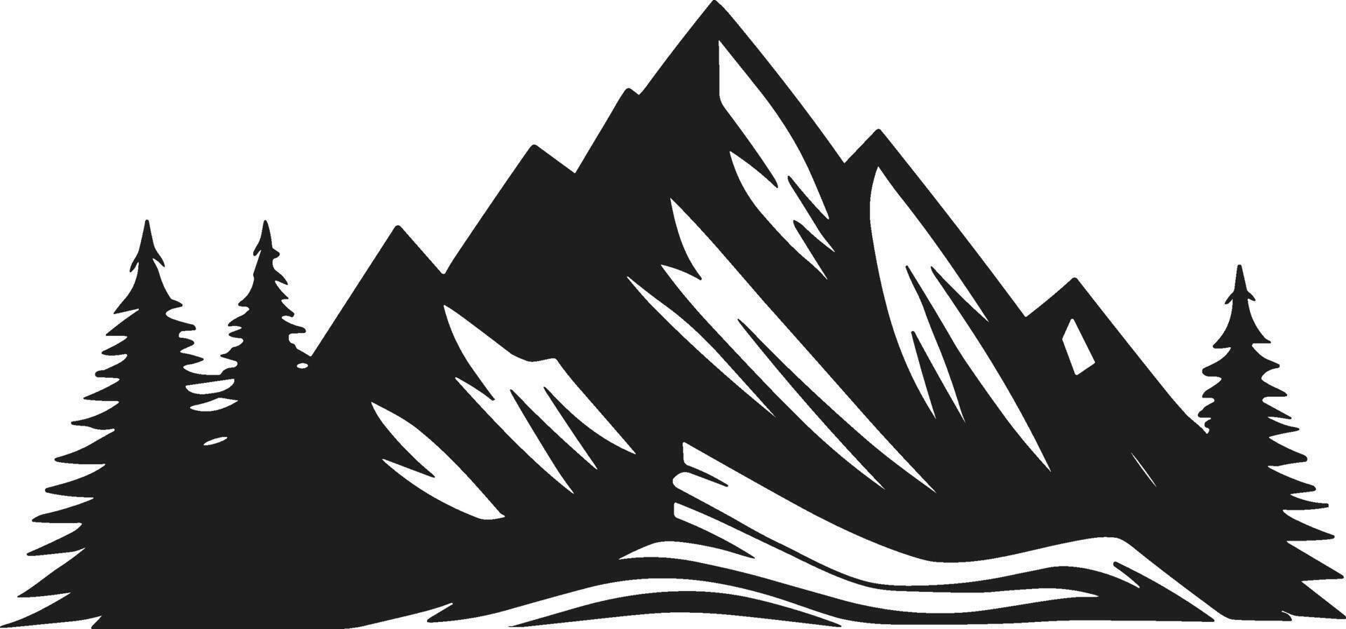 Mountain Landscape Silhouette with Pine Trees vector