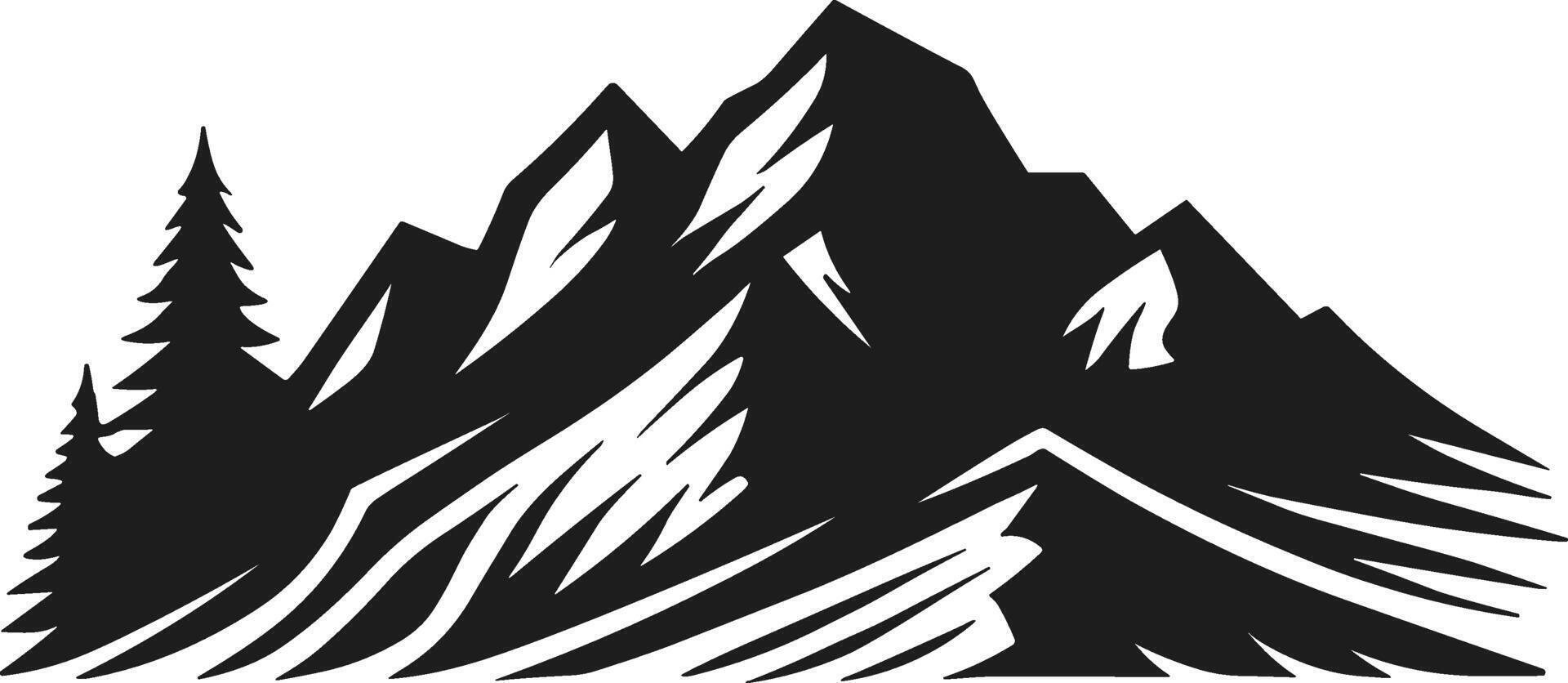 Mountain Range Silhouette with Pine Trees vector