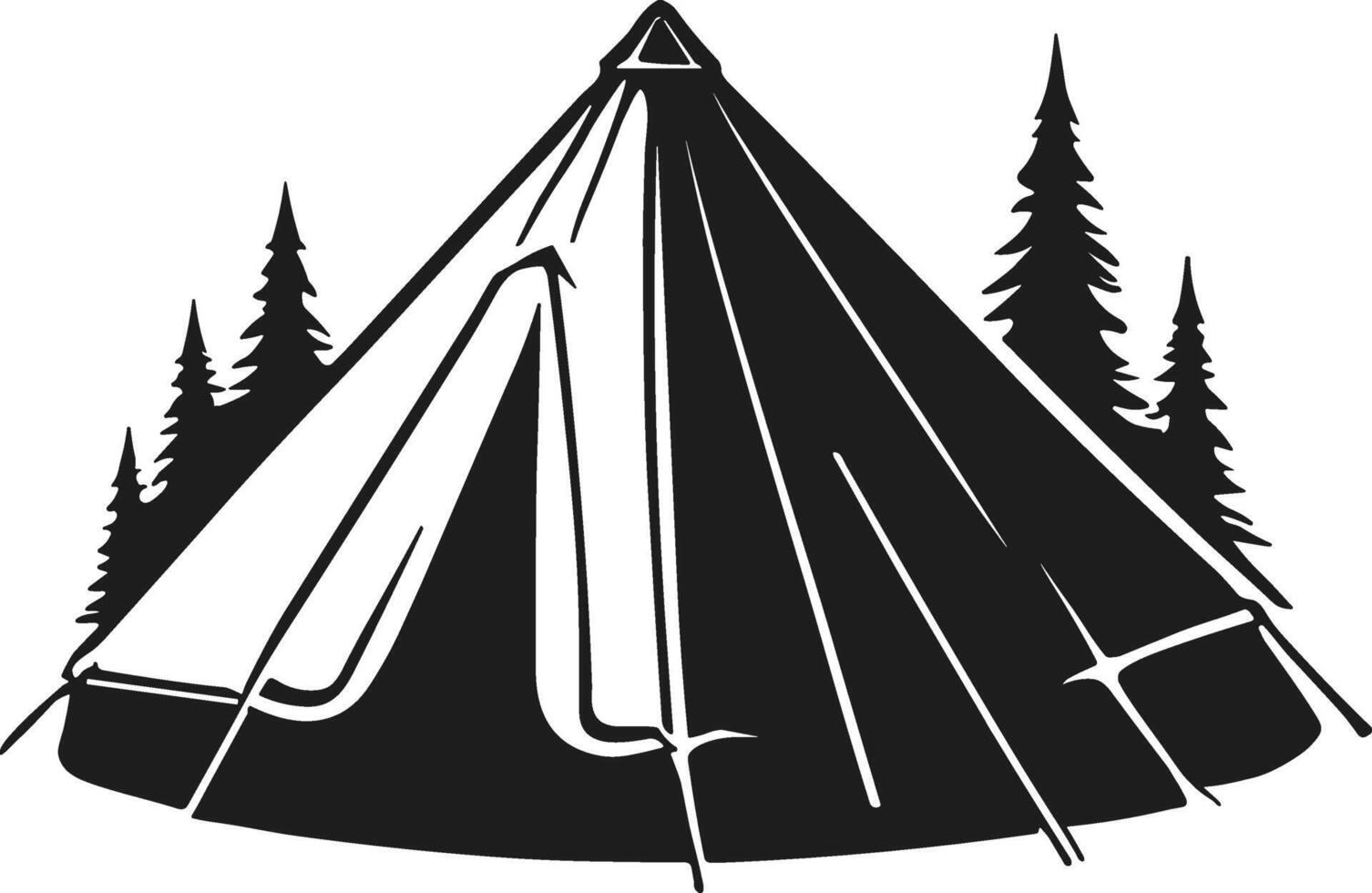 Minimalist Teepee Tent in Forest Silhouette Illustration vector