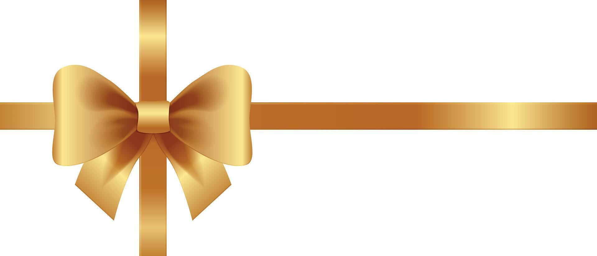 Golden gift bow and ribbon on white background, perfect for celebration, holiday, or special occasion design. vector