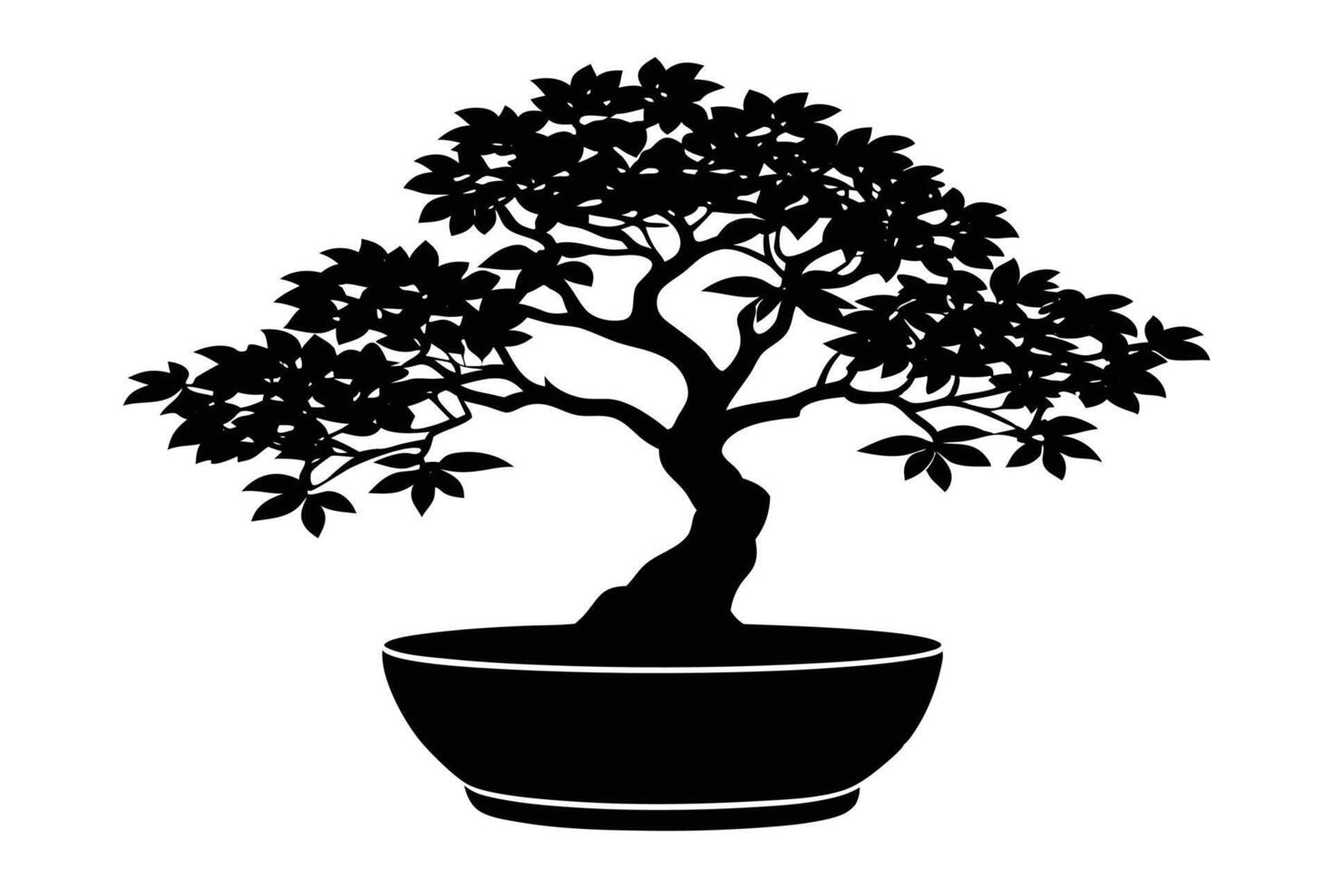 Bonsai in a flower tab silhouette vector