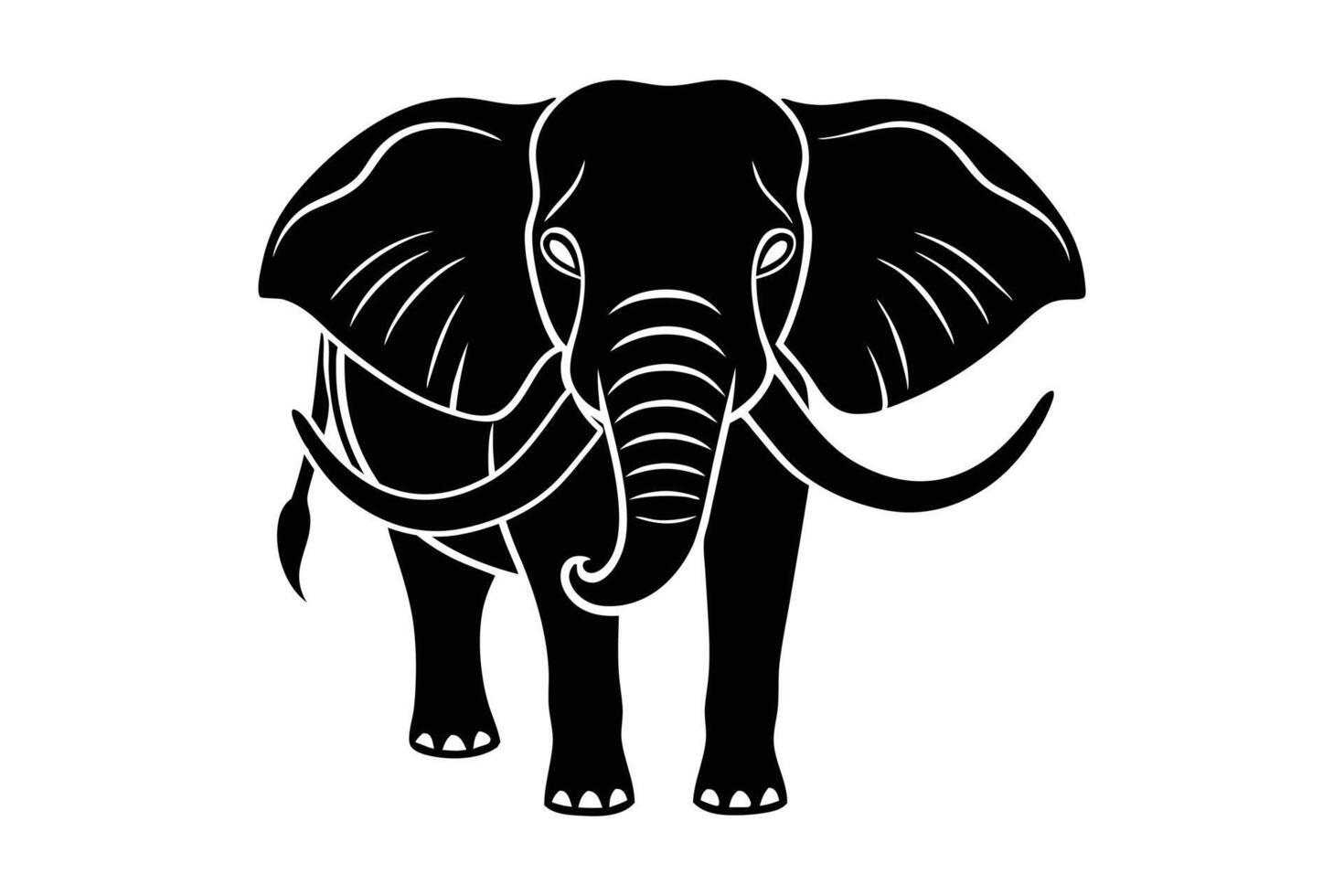 Monochrome elephant silhouette illustration vector