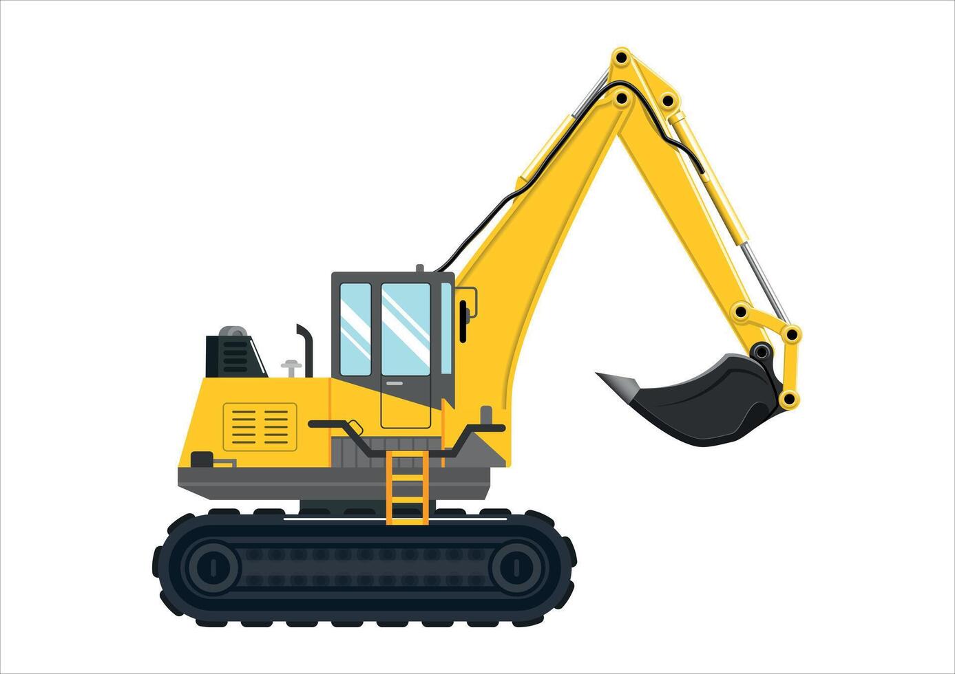 Excavator vehicle heavy equipment 3D illustration graphic vector