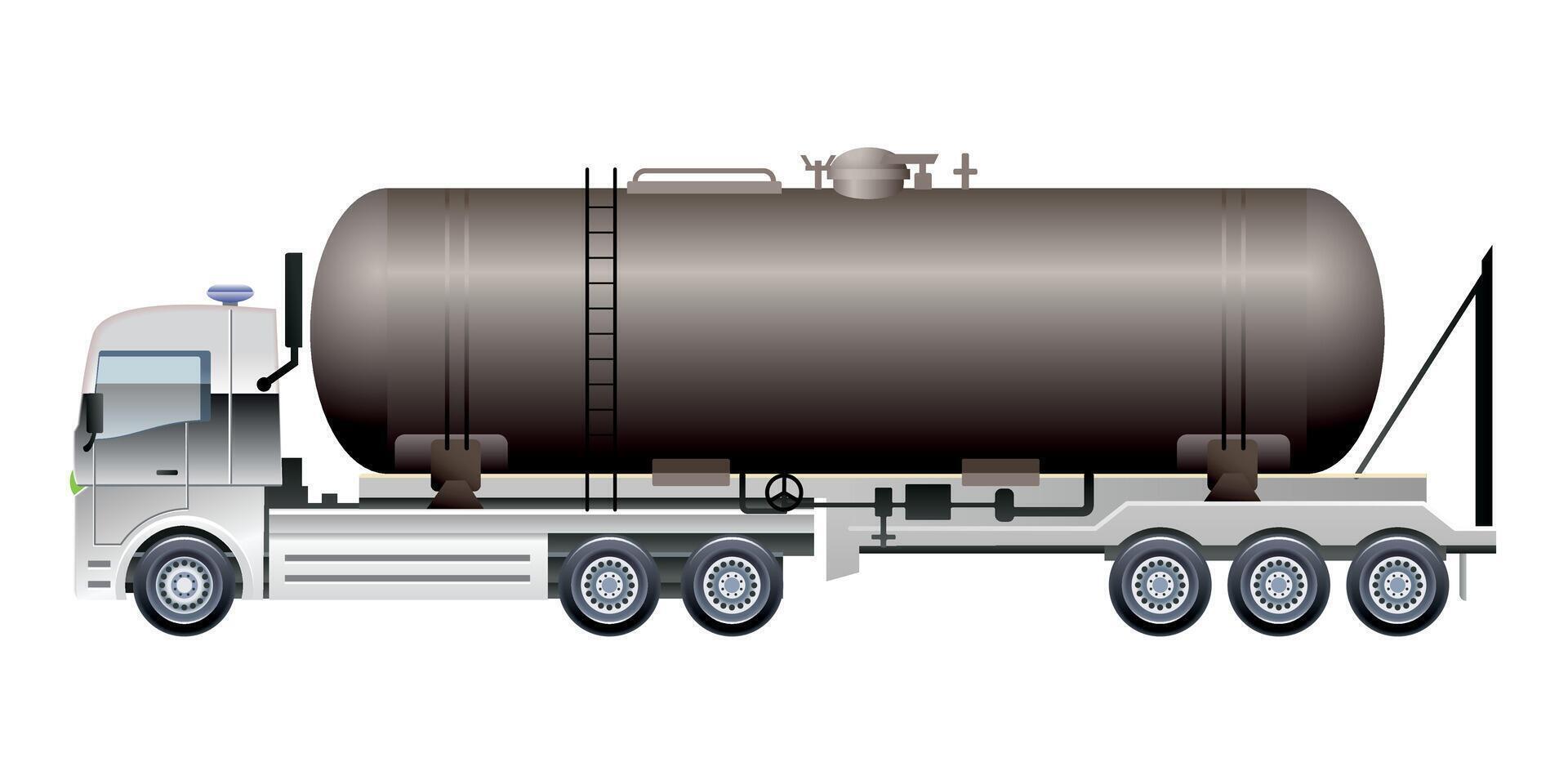 Truck tanker semi trailer heavy cargo industries Illustration vector