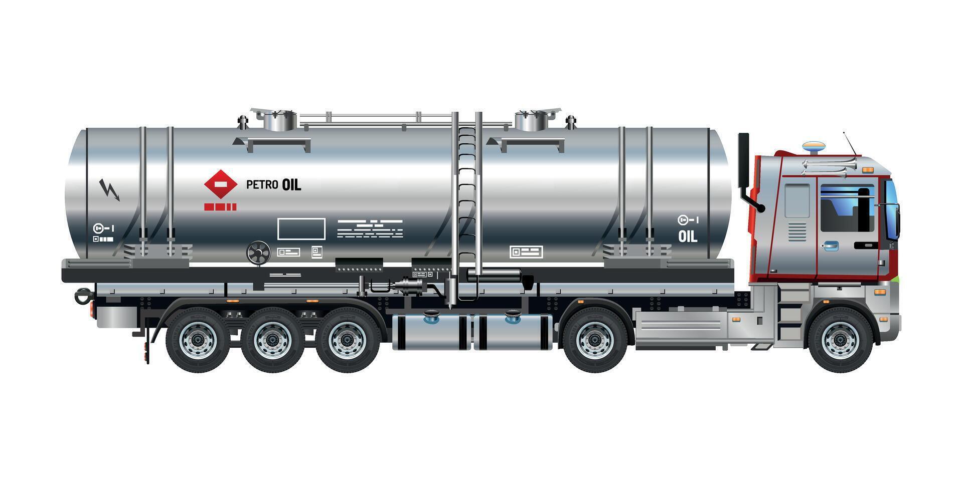 Petroleum liquid oil tanker truck semi trailer heavy cargo industries 3d Illustration vector