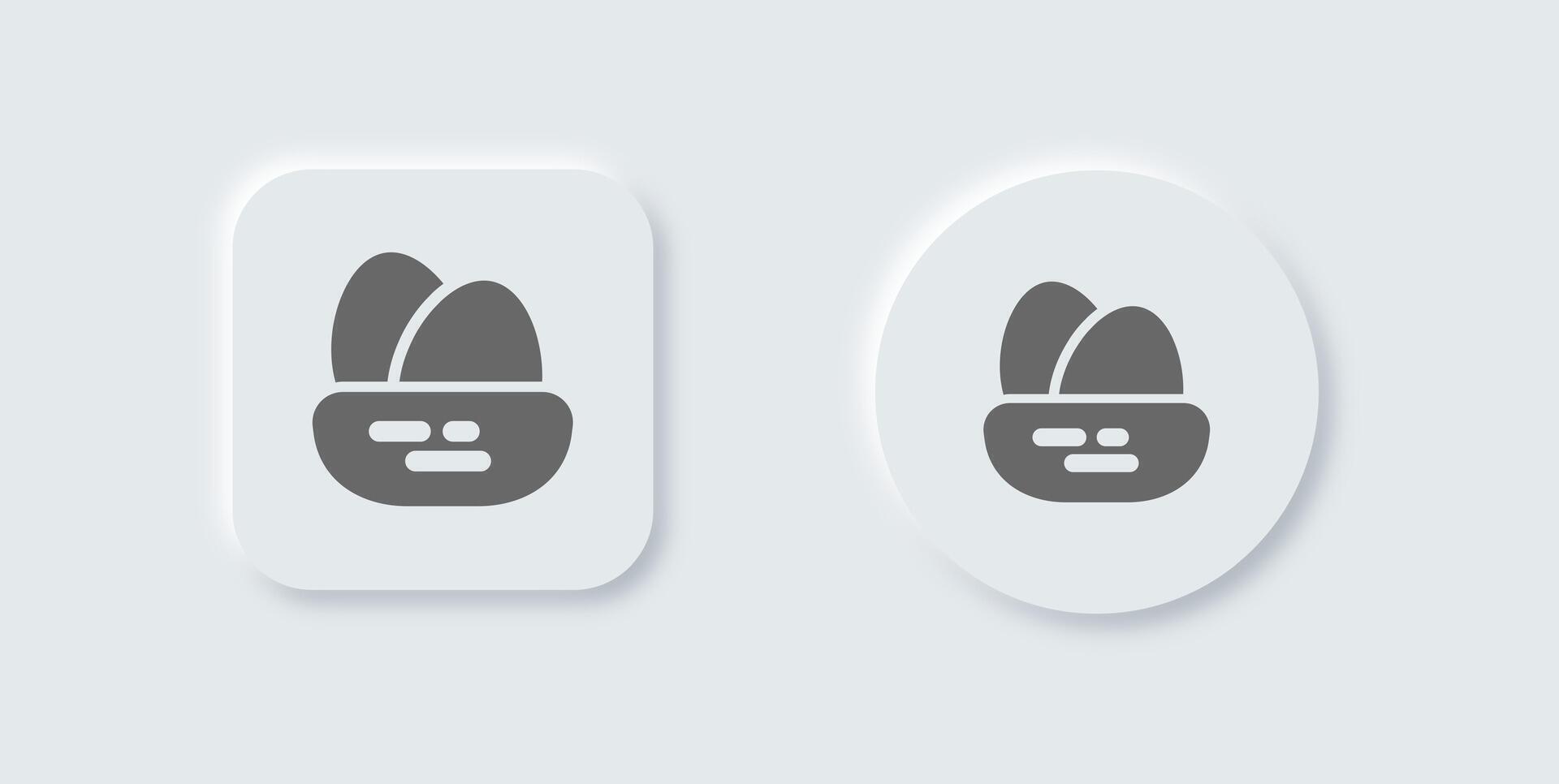 Nest solid icon in neomorphic design style. Egg signs illustration. vector