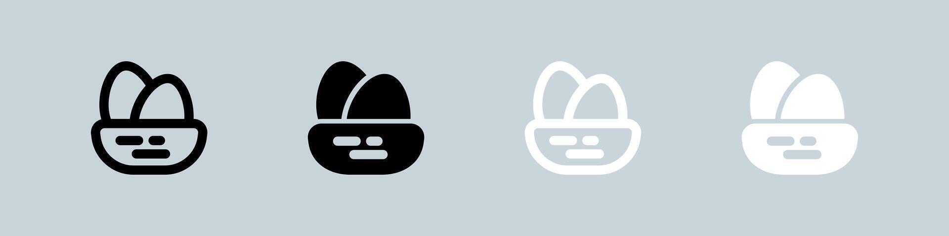 Nest icon set in black and white. Egg signs illustration. vector
