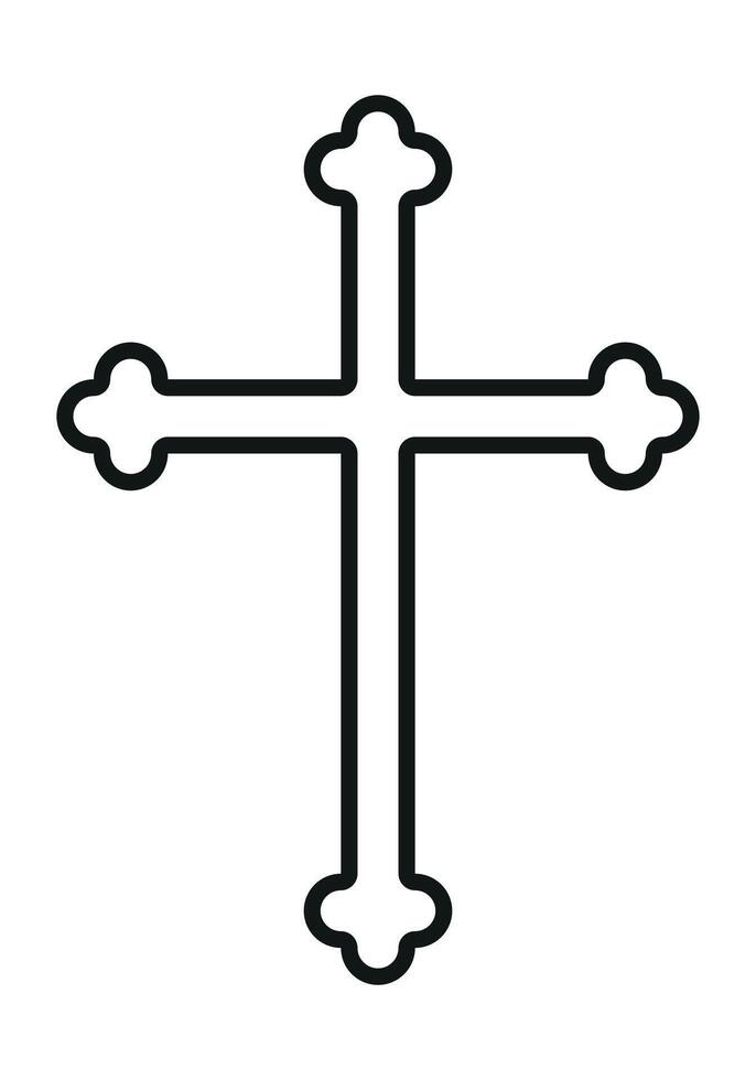 Christian cross, black and white silhouette illustration of religious cross shape, isolated on white background vector