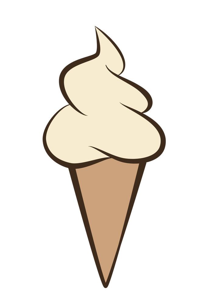 ice cream - vanilla ice cream in a cone, simple illustration isolated on white background vector
