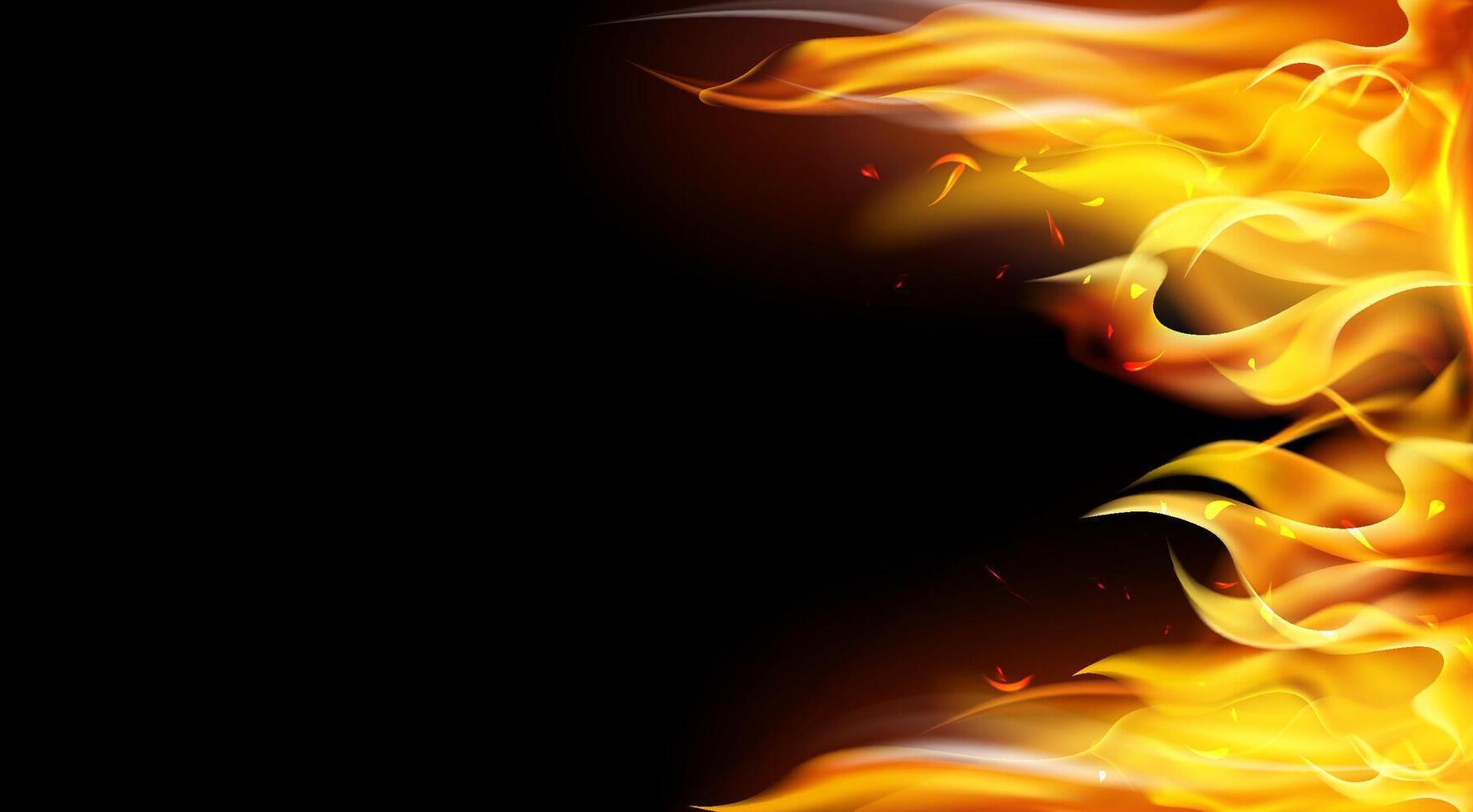 Realistic fire flames and effects background vector