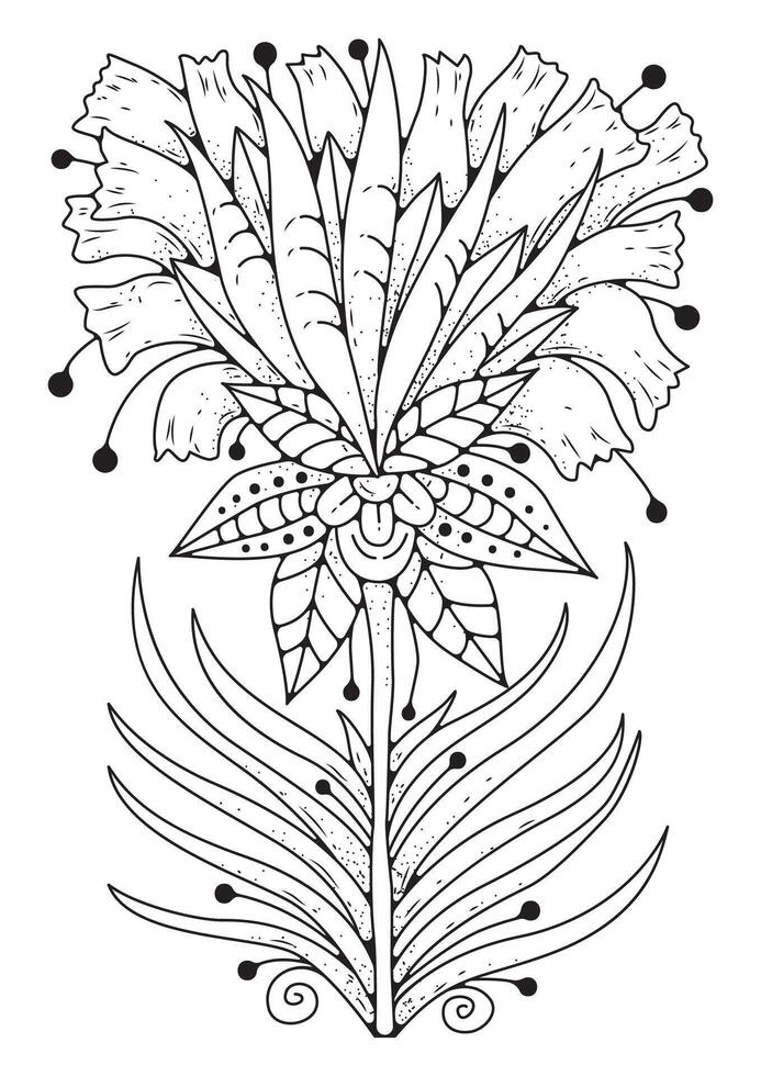 Floral background for coloring, coloring page for children and adults. background with flowers for drawing. vector