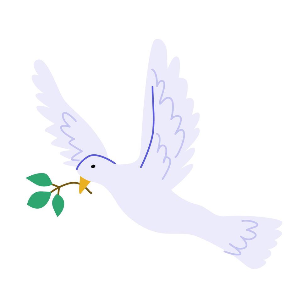 Peaceful dove with olive branch symbolizing hope and peace vector