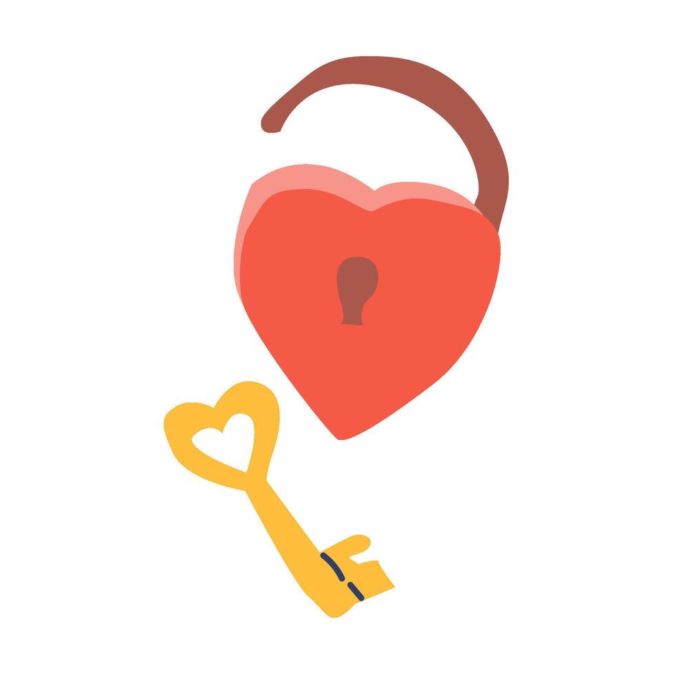 Heart shaped lock and key symbolizing love and security vector