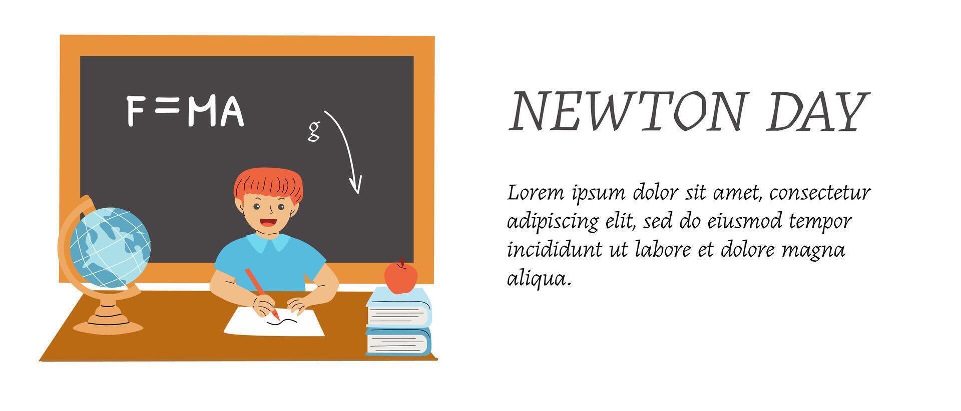 Newton Day greeting card or banner for science holiday vector