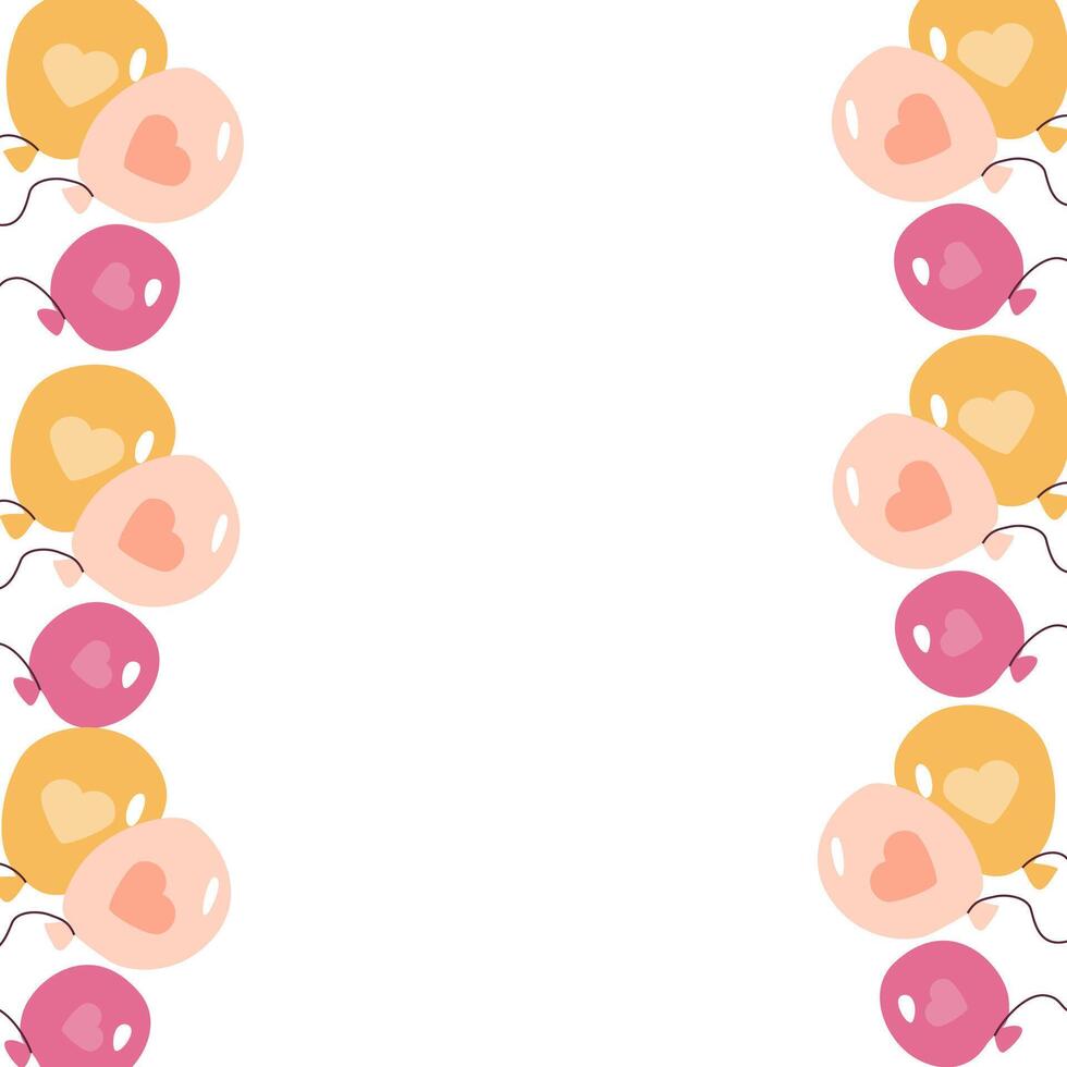 Heart pattern balloons on white background with vertical alignment vector