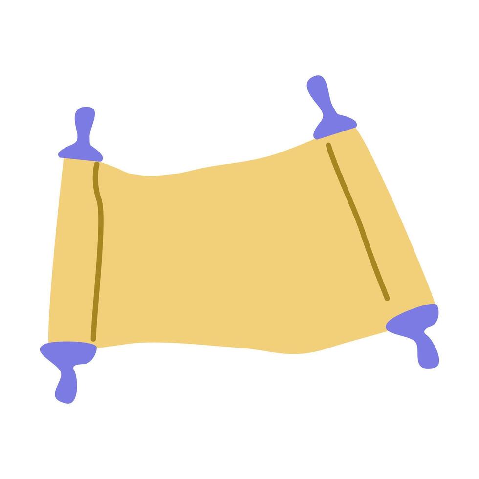 Ancient scroll with purple handles on white background vector
